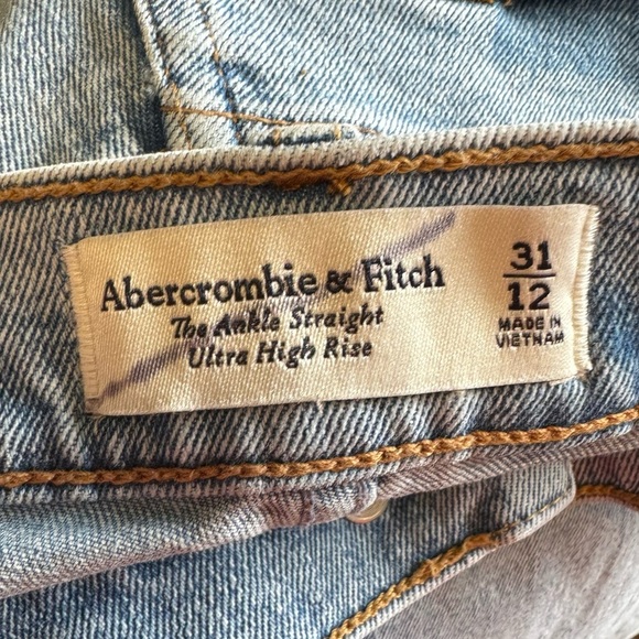 Abercrombie & Fitch The Ankle Straight Leg Jeans Ultra High Rise Womens 31 12 - Picture 7 of 8